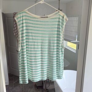 NWOT Alexander Wang Green and White Muscle Tee Relaxed Fit